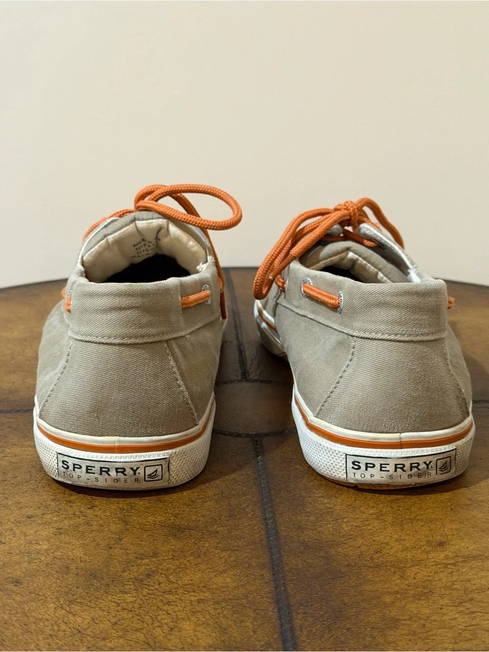 MEN’S SPERRY TOP SIDER SHOES SIZE 10.5 STYLE # 10771188 IN TAN WHITE ORANGE